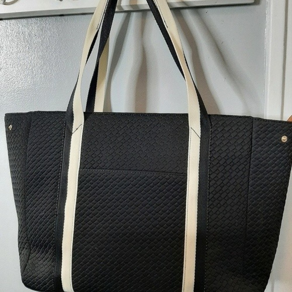 Stella & Dot black quilted tote bag